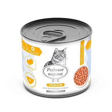 Родные корма ВЕТПРОФИ УРИНАРИ для взрослых кошек при мочекаменной болезни, кусочки в соусе с индейкой